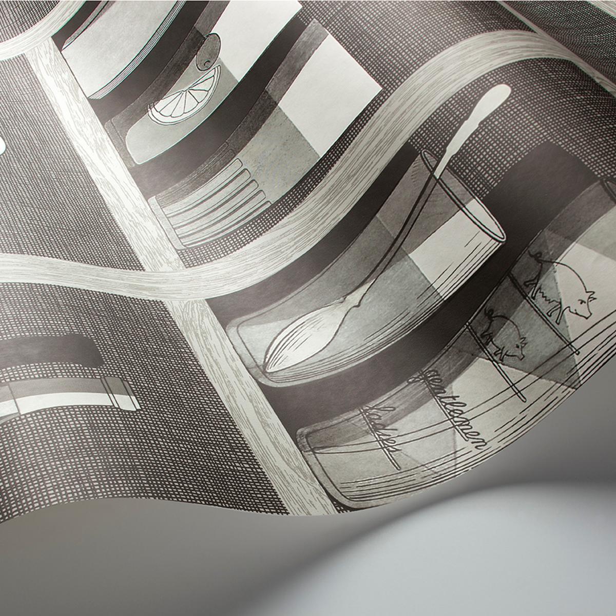 Cocktails Wallpaper 23045 by Cole & Son in Soot Black Snow White Roll – image 2
