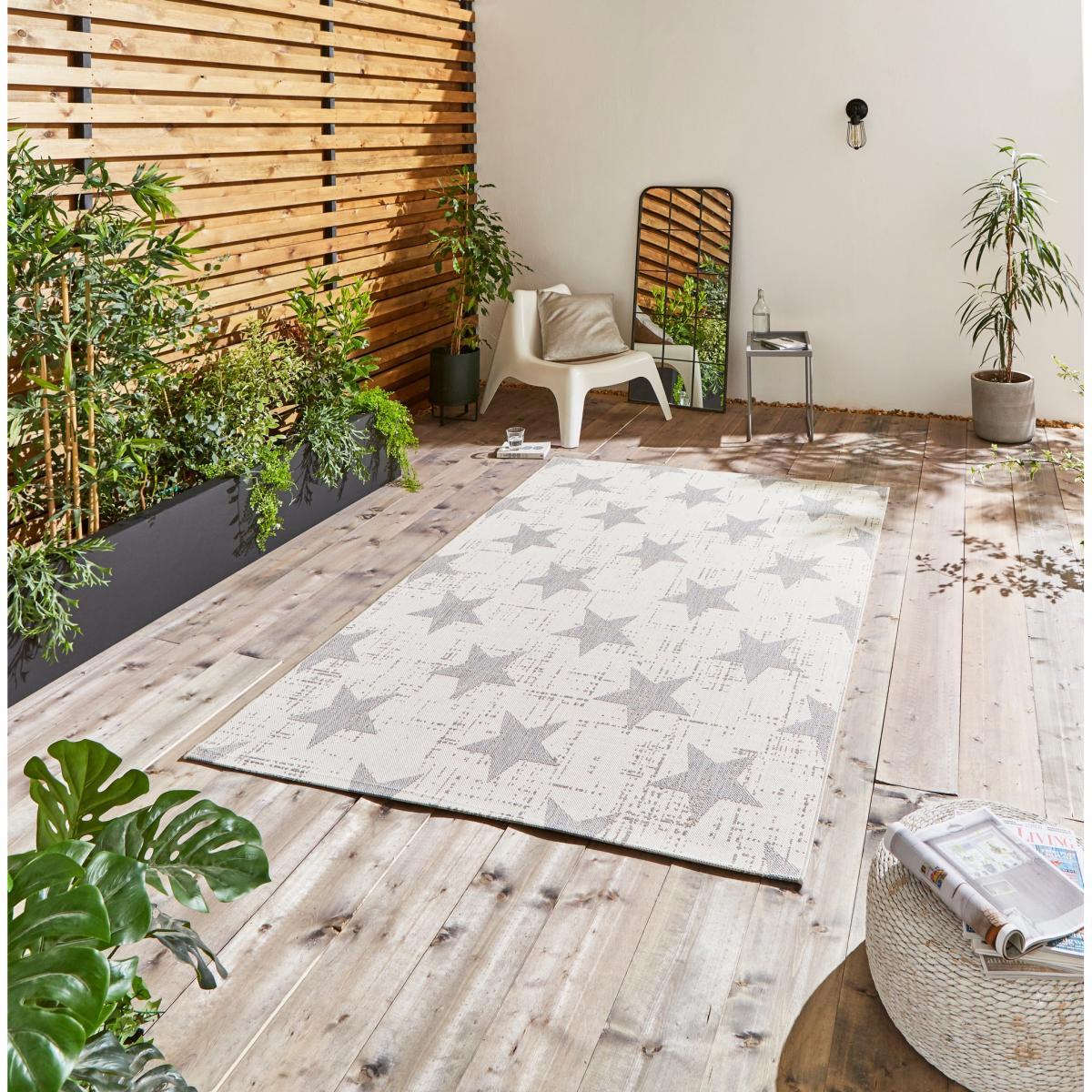 Santa Monica 48648 Indoor Outdoor Star Rug in Cream Grey – image 2