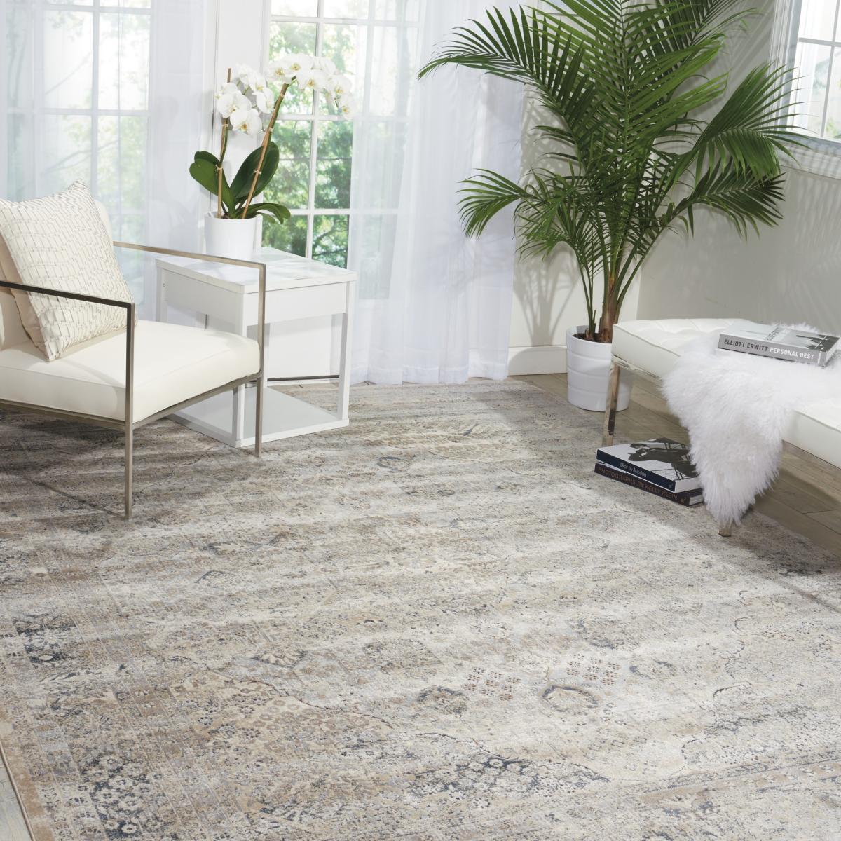 Malta Rugs MAI01 by Kathy Ireland in Ivory and Blue – image 2