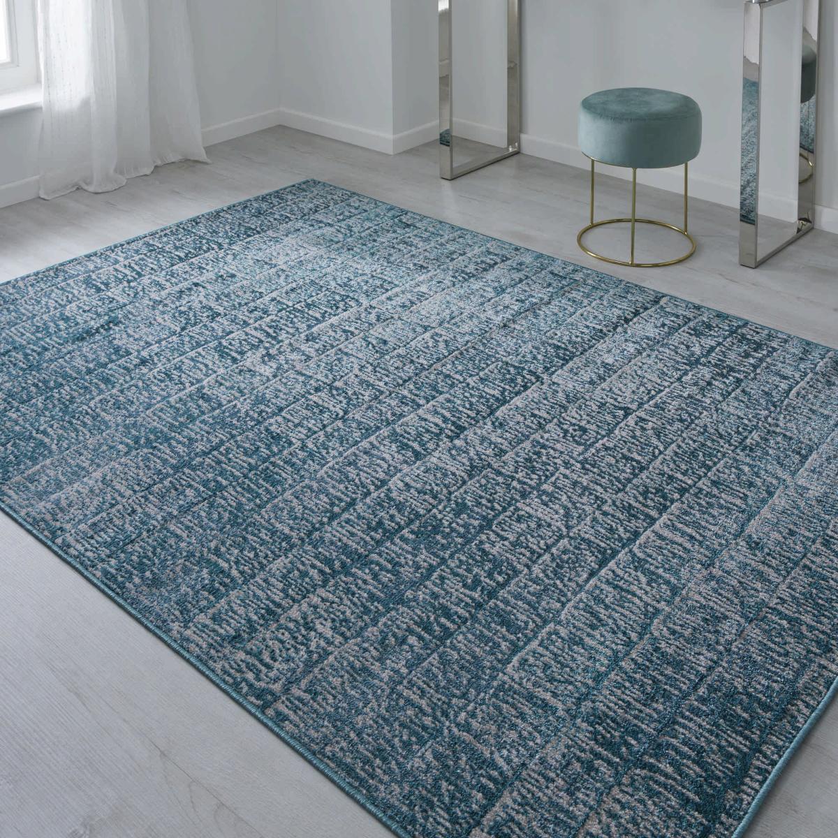 Manhattan 709 B in Distressed Modern Teal Blue 80x150cm – image 1
