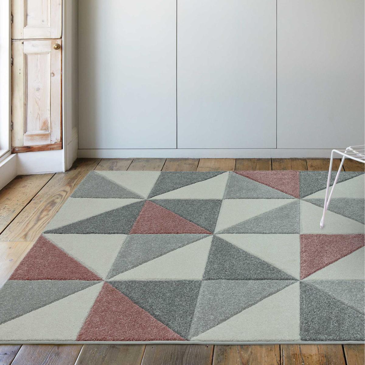 Sketch Cubic Geometric Rugs in SK05 Pink – image 1