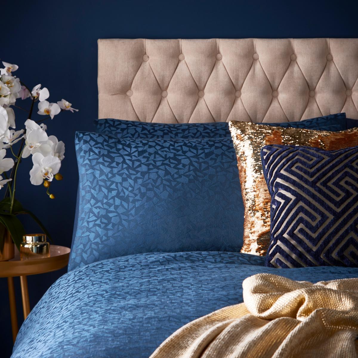 Topaz Geometric Jacquard Pillowcases By Tess Daly in Midnight Blue 50x75cm – image 1