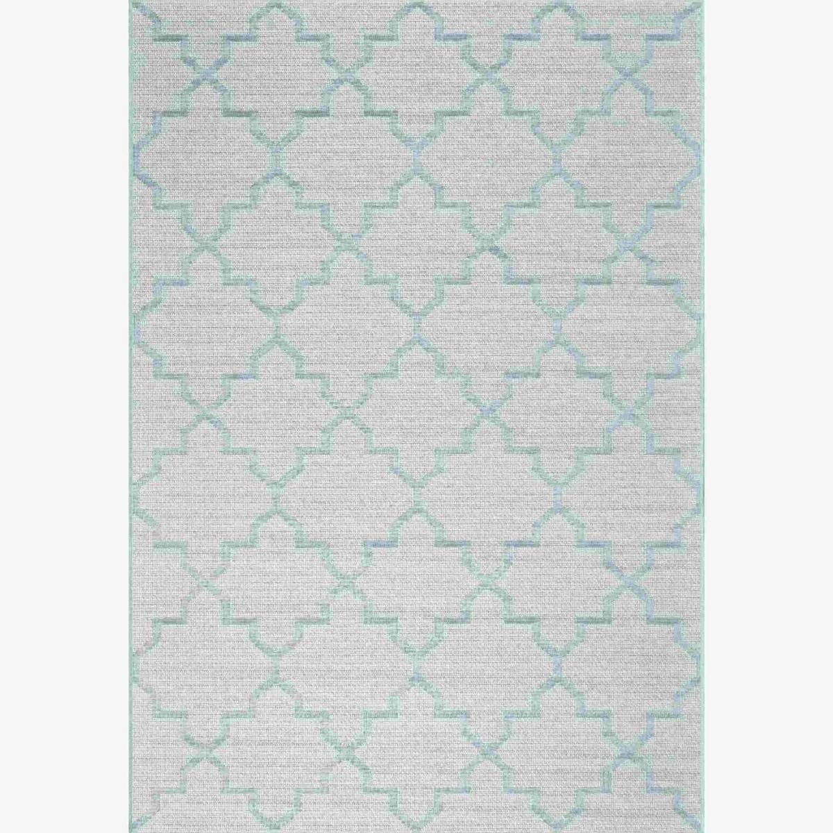 Newquay Geometric Trellis Flatweave Outdoor Rugs 96003 5001 Blue – image 1