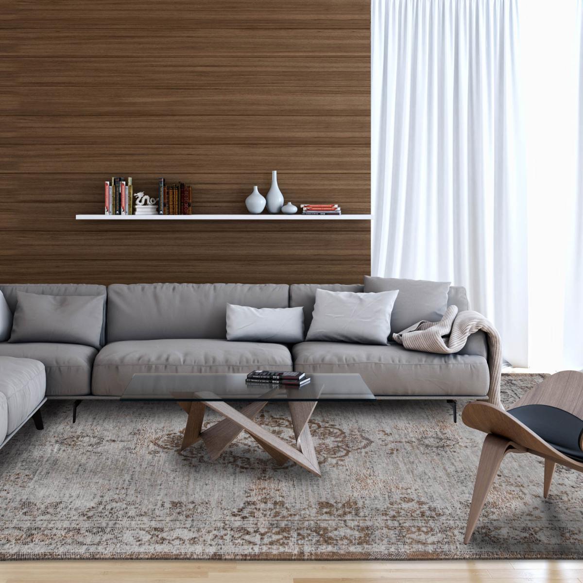 Louis De Poortere Fading World Medallion Rugs 8257 Grey Ebony140x200cm – image 1