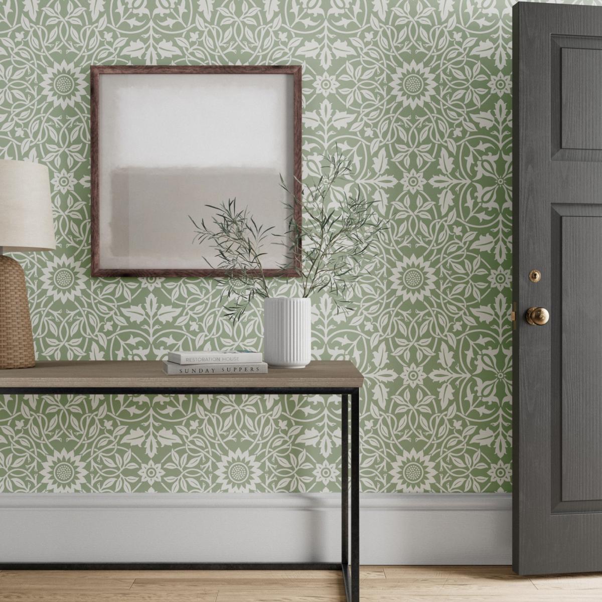 St James Ceiling Wallpaper 217077 by Morris & Co in Willow Green Roll – image 2