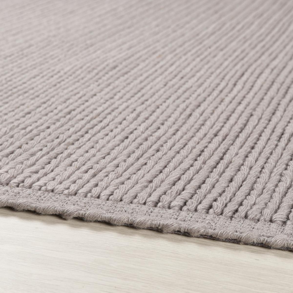 Cable Chunky Knitted Wool Rugs in Warm Grey – image 2