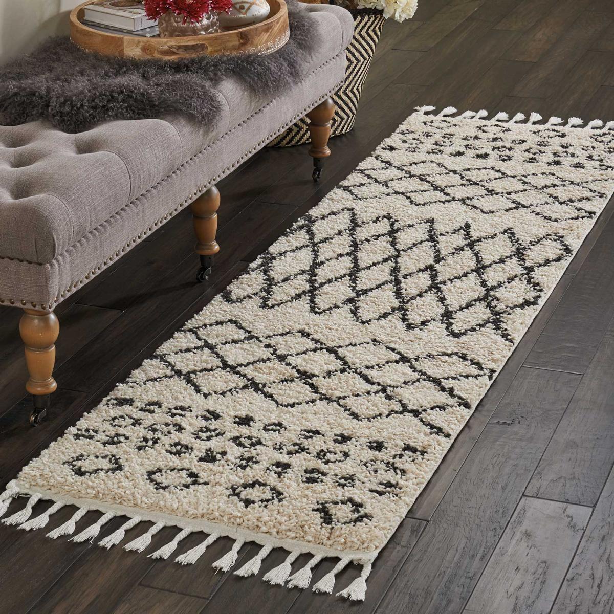 Moroccan Shaggy Hallway Runners by Nourison MRS02 in Cream 66x246cm – image 1