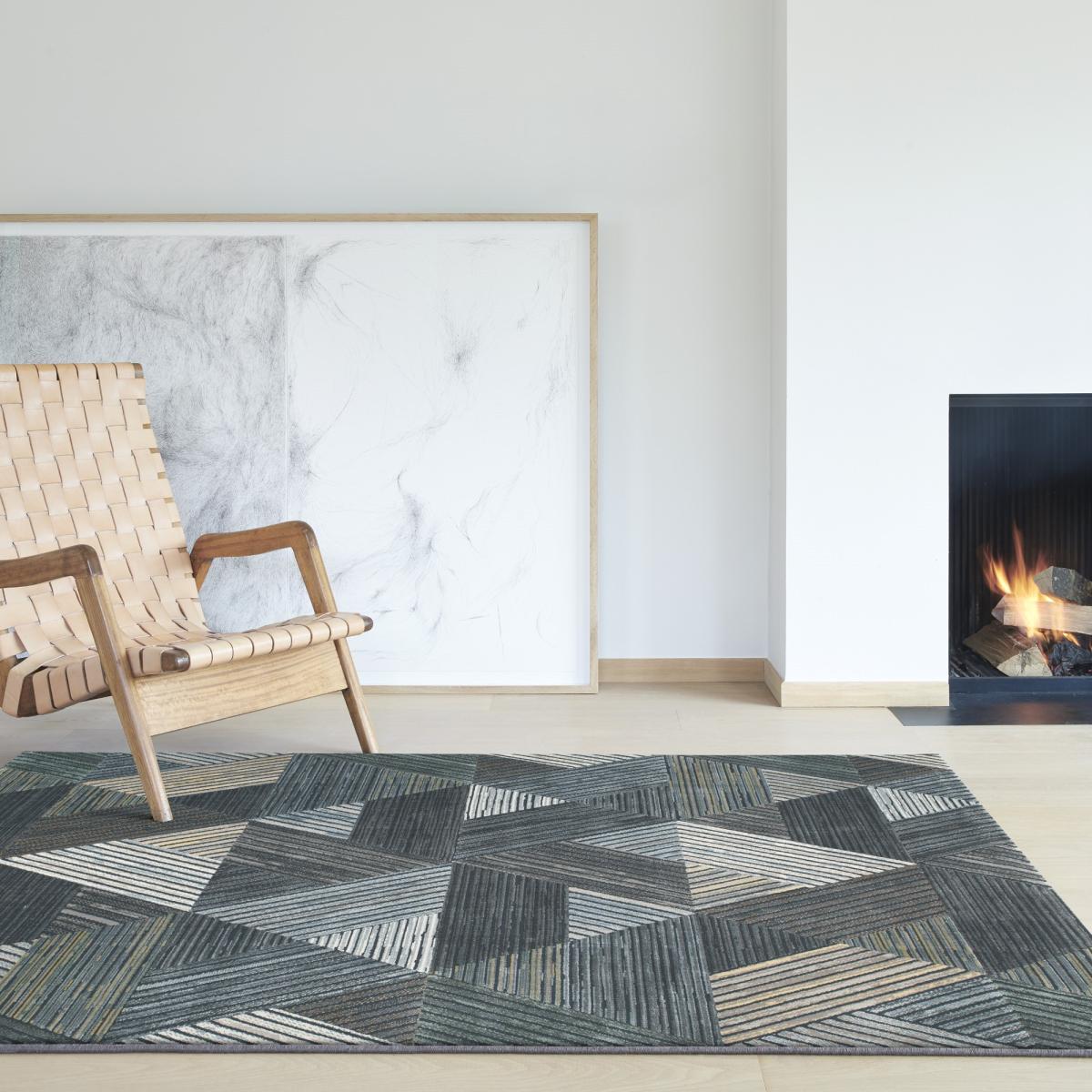 Canyon Modern Abstract Stripe Print Rugs 52047 5555 in Black – image 1