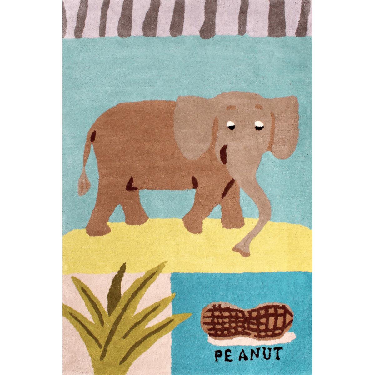 Kids Unique Elephant Wool Rugs in Blue 80x120cm – image 2