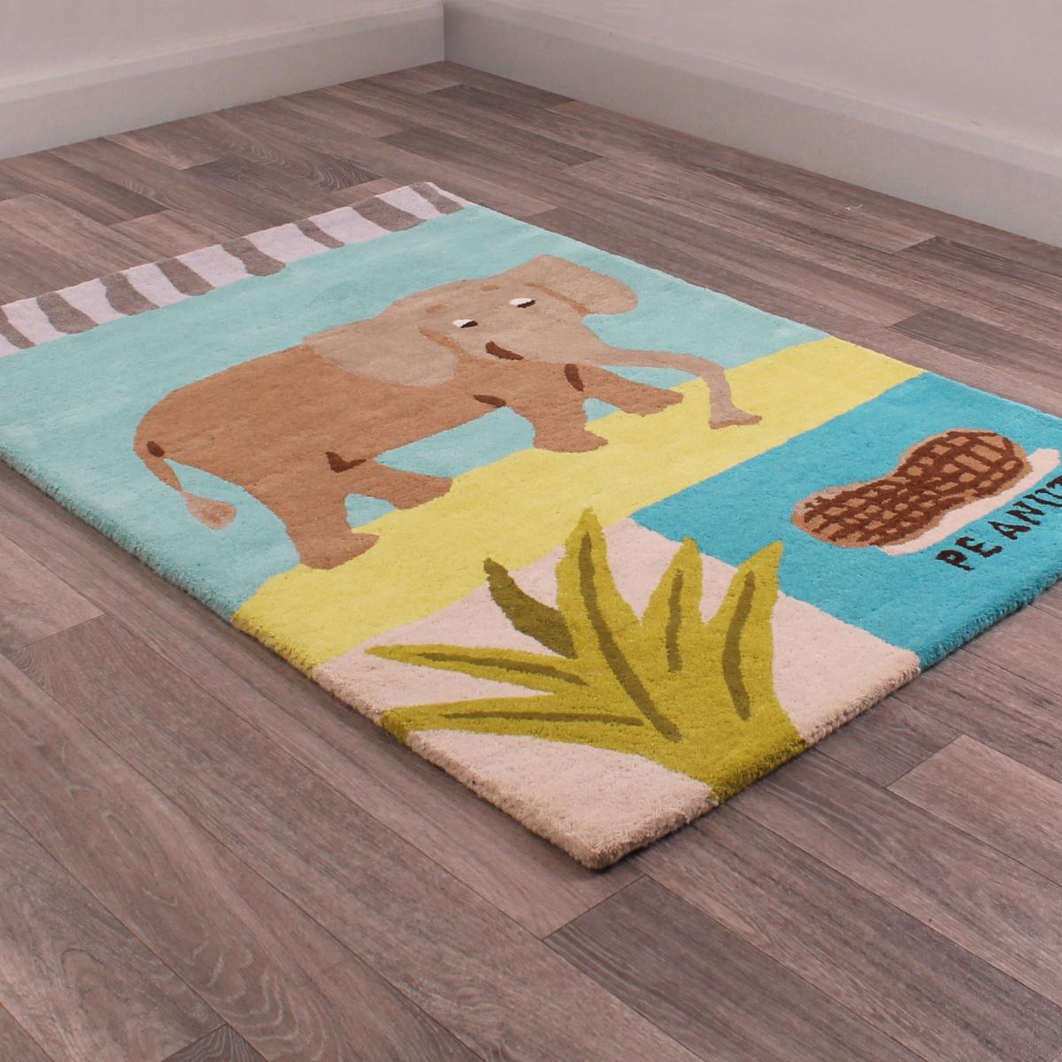 Kids Unique Elephant Wool Rugs in Blue 80x120cm – image 5