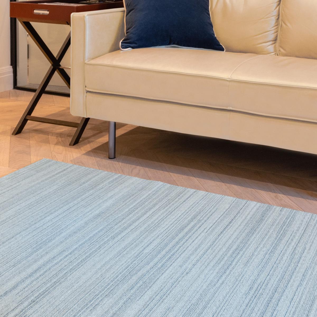 Uni Abstract Striped UNI904 Rugs in Sky Blue – image 2