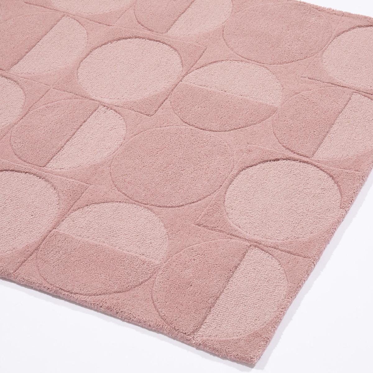 Arabella Mayfair Geometric Carved Wool Rugs in Mauve Pink 120x170cm – image 2
