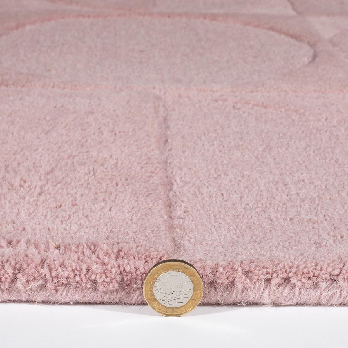 Arabella Mayfair Geometric Carved Wool Rugs in Mauve Pink 120x170cm – image 3