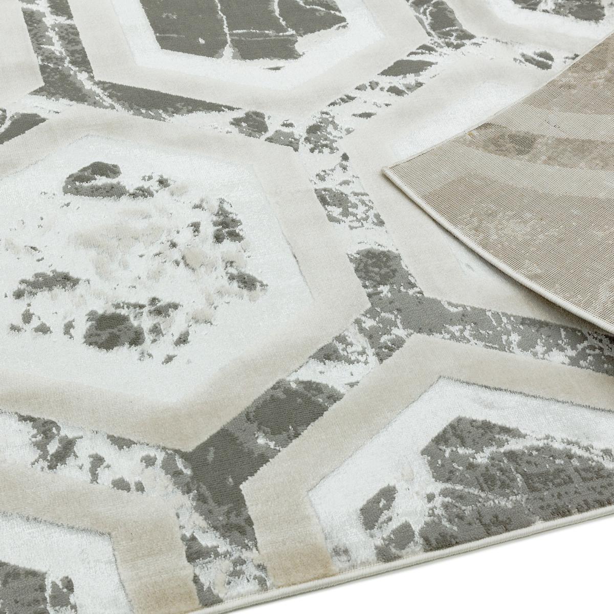 Aurora Crystal AU12 Geometric Rugs in Silver Beige – image 2