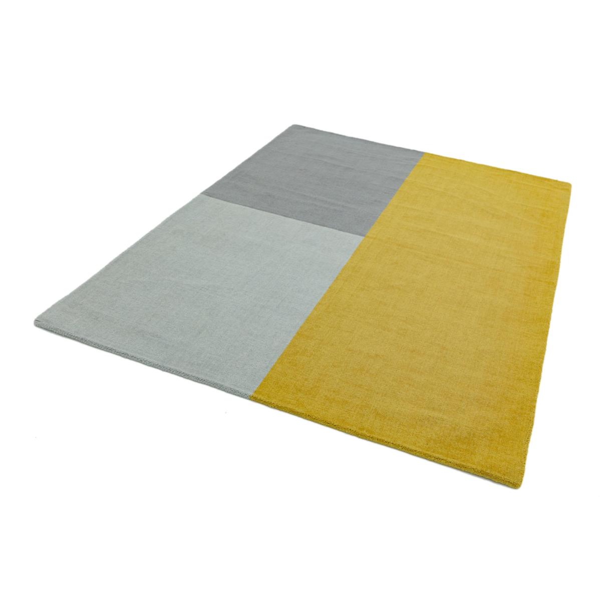 Blox Modern Geometric Wool Rugs in Mustard Yellow 120x170cm – image 2