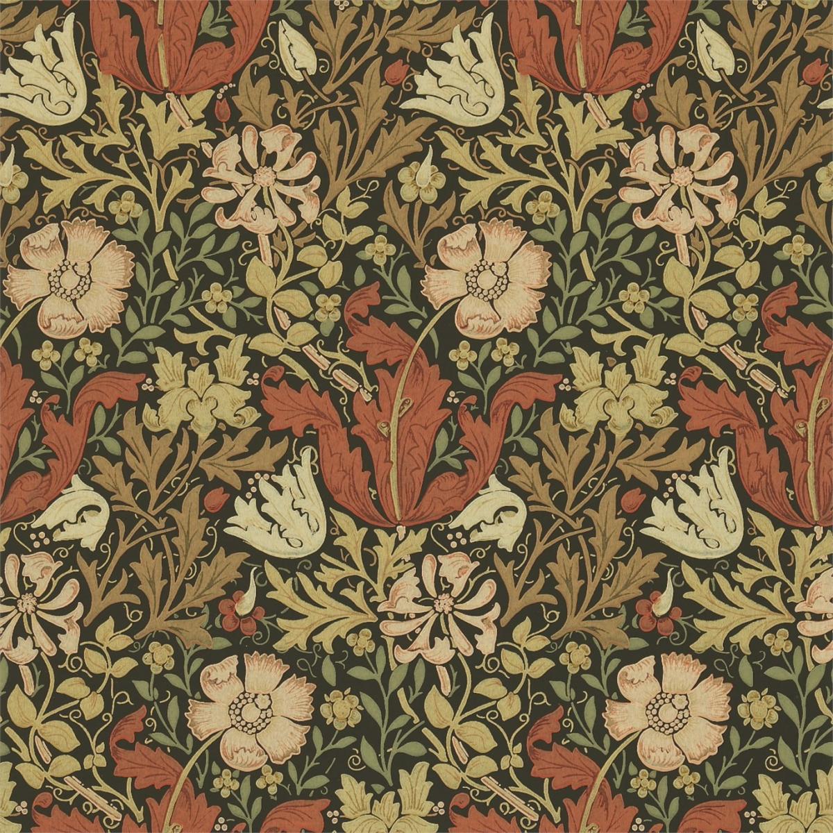 Compton Wallpaper 210420 by Morris & Co in Brown OrangeRoll