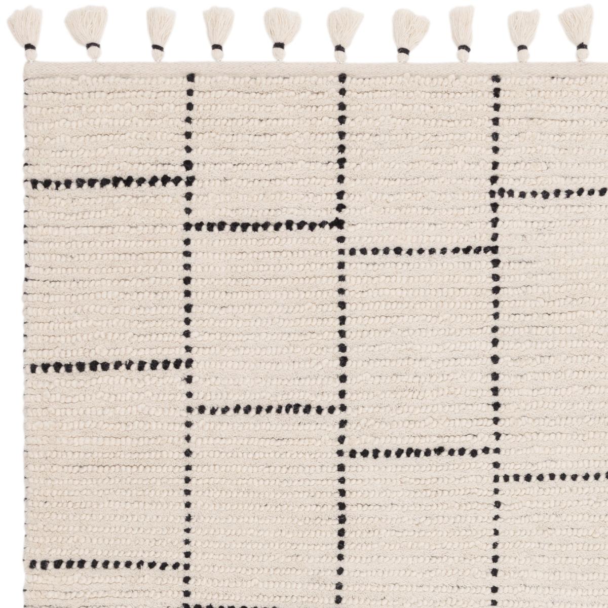 Nepal Boho Tile Berber Wool Rugs in Cream Black160x230cm – image 3