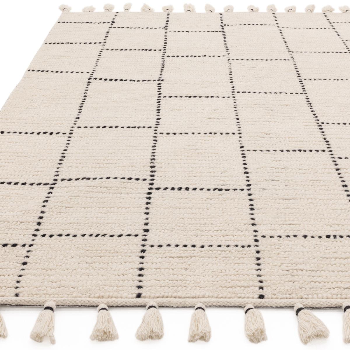 Nepal Boho Tile Berber Wool Rugs in Cream Black160x230cm – image 4