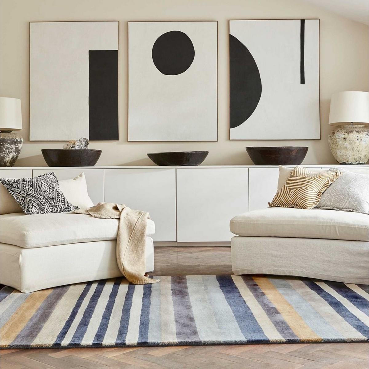 Rosita Stripe Wool Rugs 140404 Putty by Harlequin – image 1