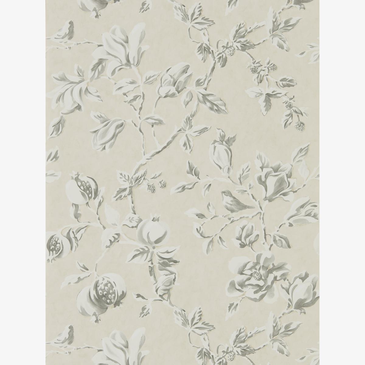 Magnolia and Pomegranate Wallpaper 215726 by Sanderson in Ivory Charcoal Grey Roll