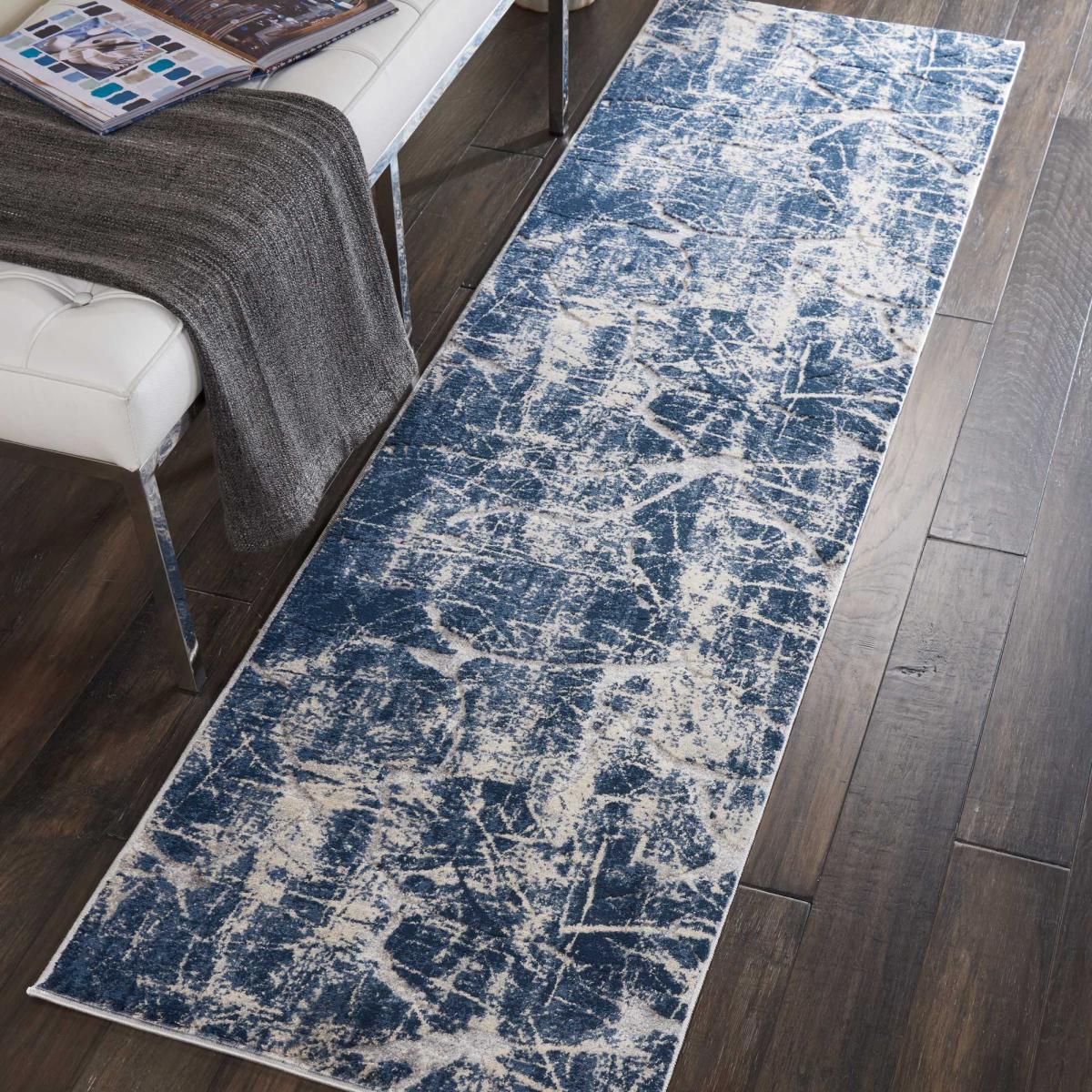 Heritage Runner Rugs KI356 by Kathy Ireland in Beige Blue 66x229cm – image 1