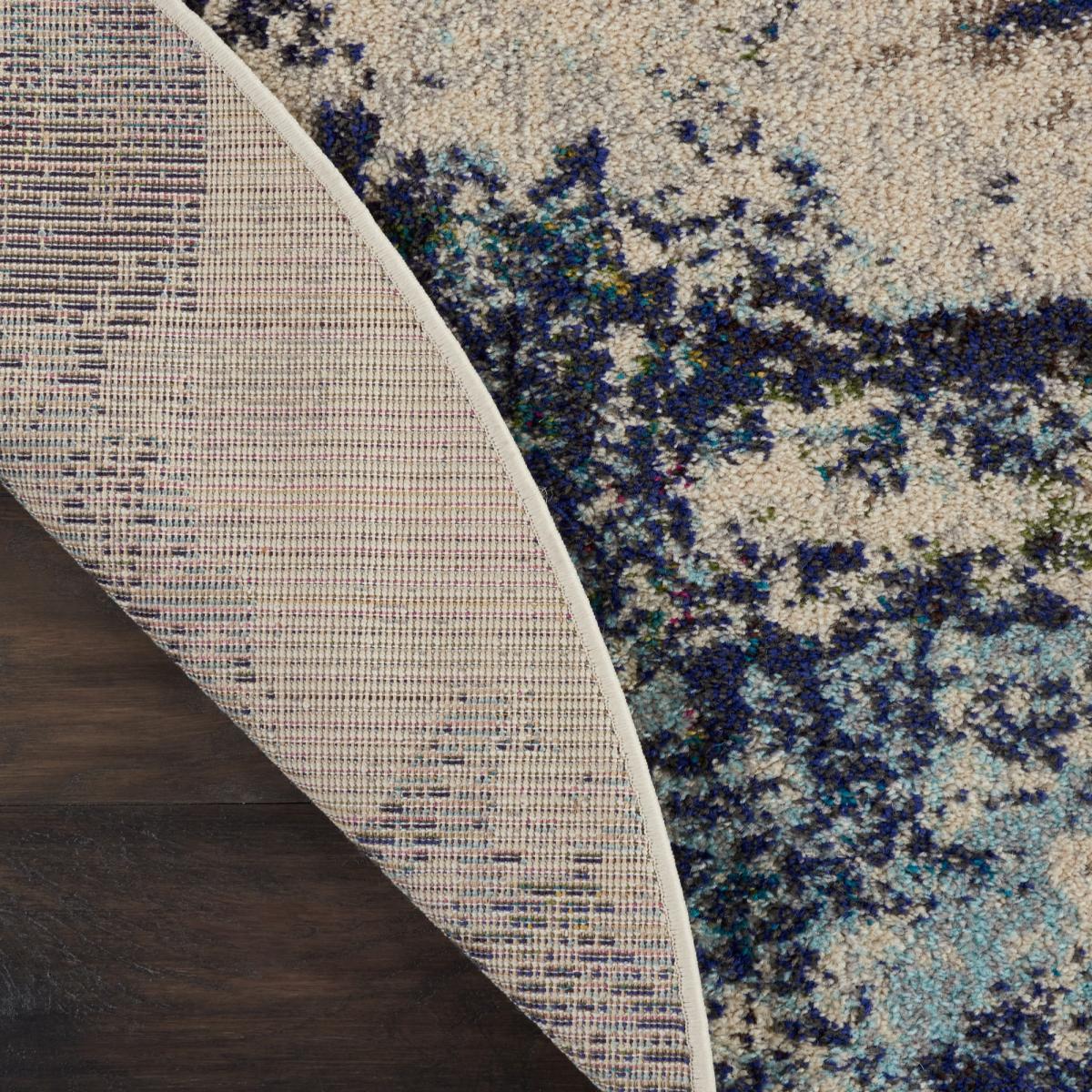 Celestial Modern Abstract Circle Round Rugs CES02 in Ivory Teal blue by Nourison&nbsp;160x160cm – image 4