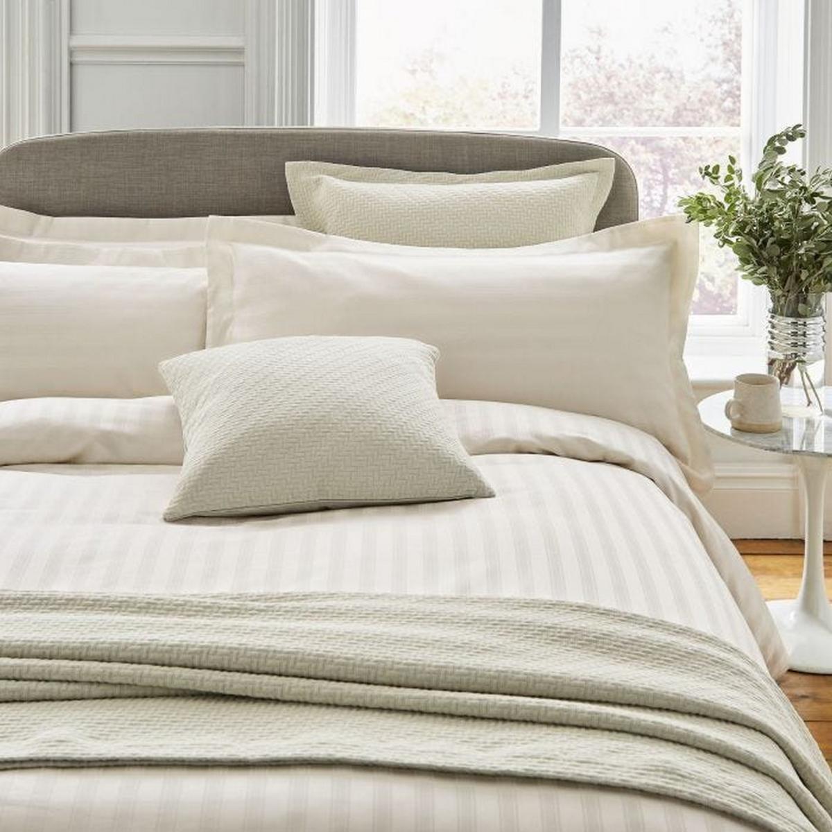 Adan Fine Linens Striped Cotton Bedding in Chalk&nbsp;90x50cm – image 2