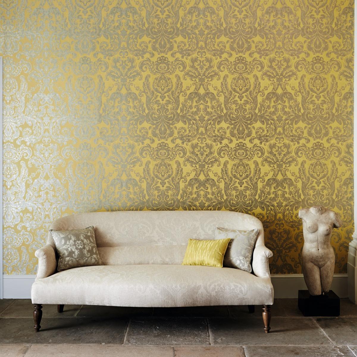 Brocatello Wallpaper 312116 by Zoffany in Mimosa Yellow&nbsp;Roll – image 3