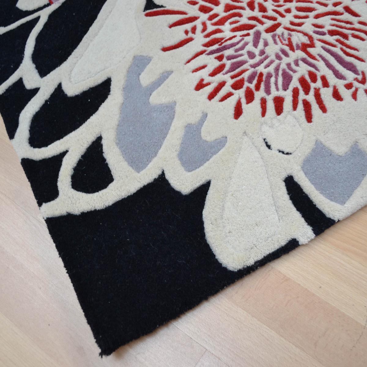 Floral Bloom Modern Abstract Pattern Red Black and White Rugs170x240cm – image 2