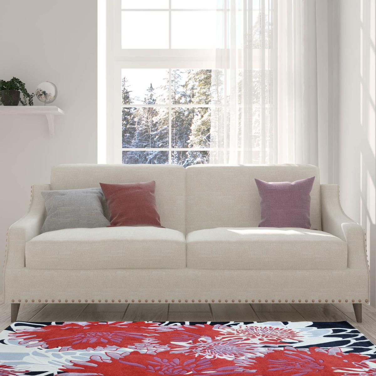 Floral Bloom Modern Abstract Pattern Red Black and White Rugs170x240cm – image 5