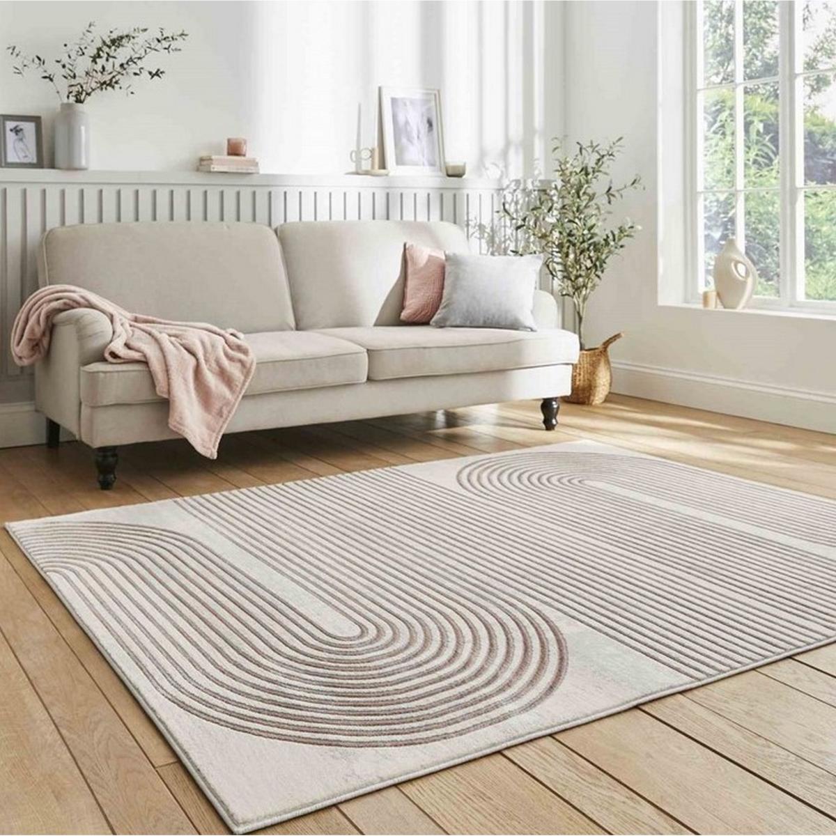 Apollo 2683 Modern Art Deco Geometric Rugs in Grey Rose Pink160x220cm – image 2