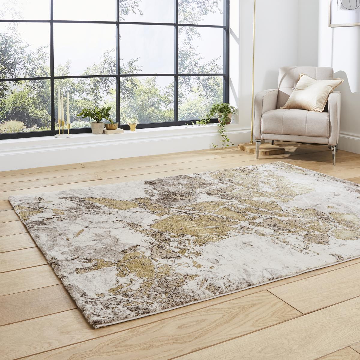 Florence 50033 Marble Modern Rugs in Beige Gold – image 2