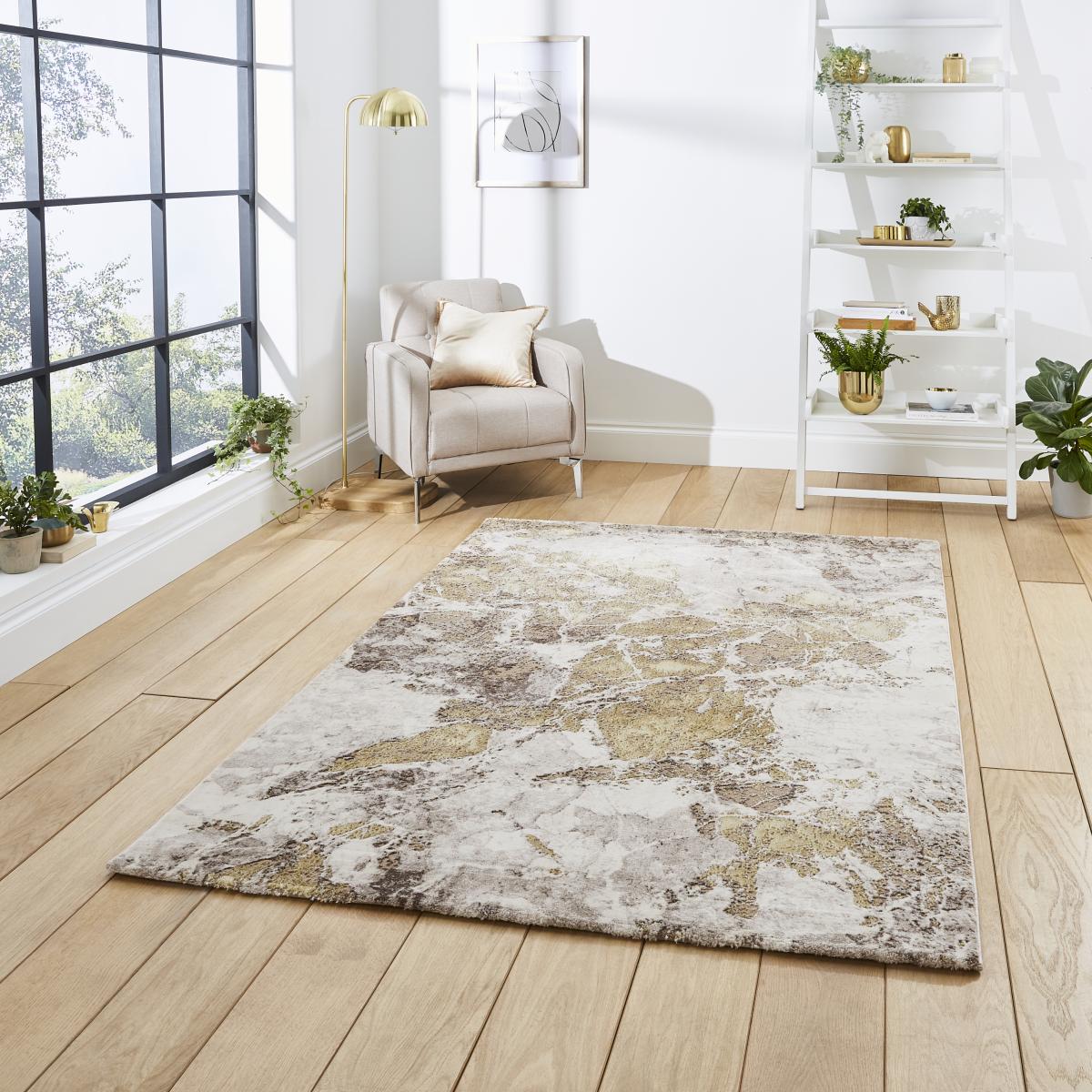 Florence 50033 Marble Modern Rugs in Beige Gold – image 1