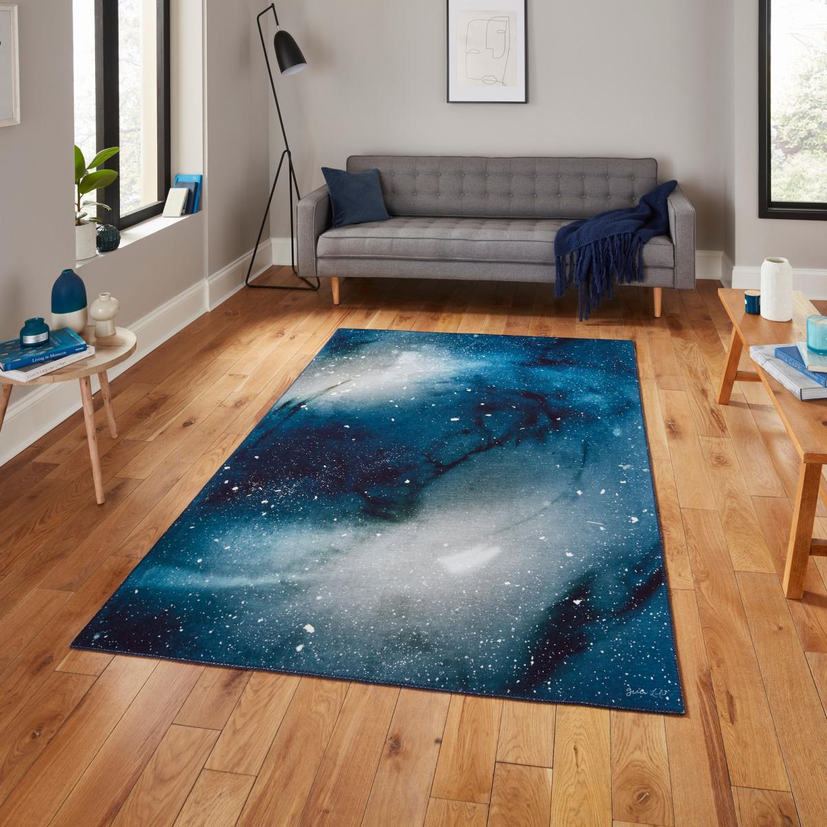 OS0078 Modern Abstract Rugs by Michelle Collins in Navy Blue – image 1