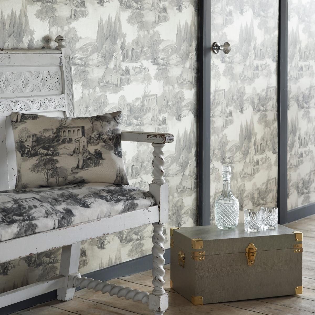 Anastacia Wallpaper W0080 04 by Clarke and Clarke in Gilver Grey Roll – image 2