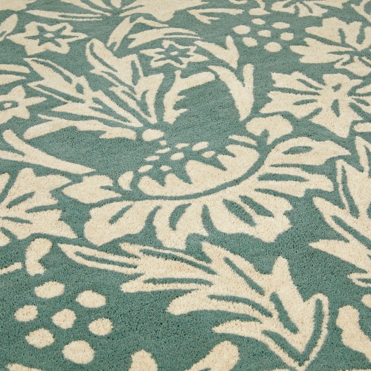 Heritage 1 Floral Rugs in Soft Teal – image 2