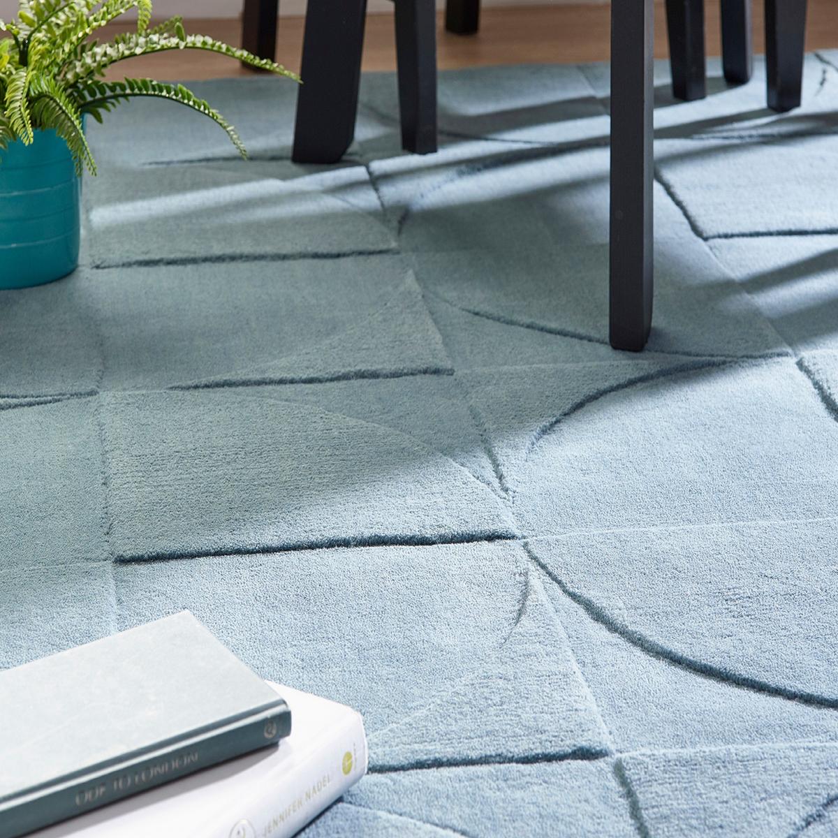 Penny Geometric Wool Rugs in Steel Blue&nbsp;200x290cm – image 2