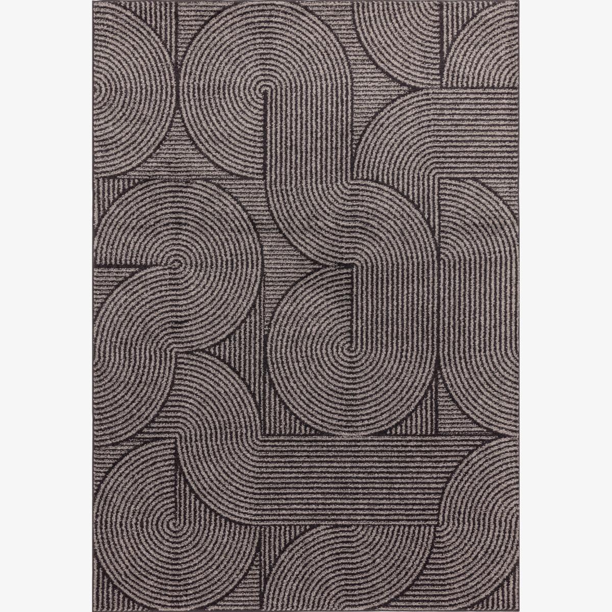Muse MU01 Geometric Stripe Woven Rugs in Charcoal Grey