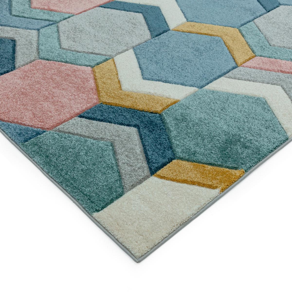 Sketch Hexagon Geometric Rugs in SK10 Pastel Multi – image 3
