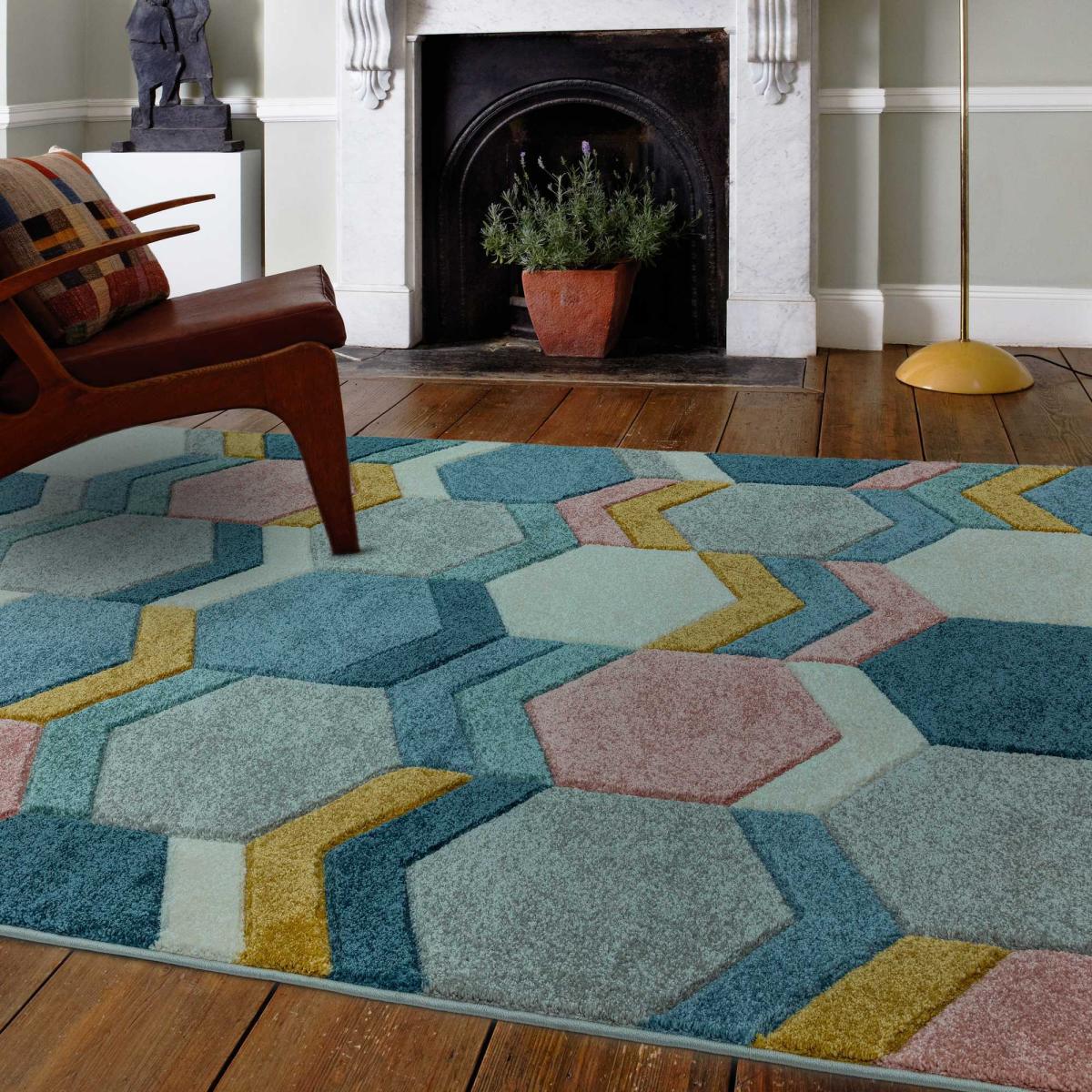 Sketch Hexagon Geometric Rugs in SK10 Pastel Multi – image 1