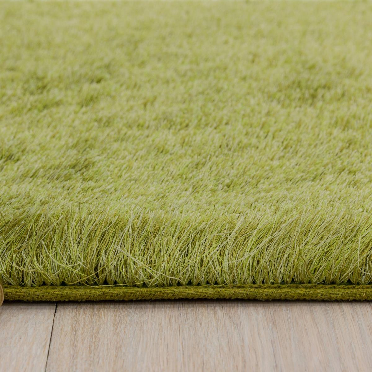 Whisper Shiney Plain Shaggy Rugs in Apple Green 65x135cm – image 3