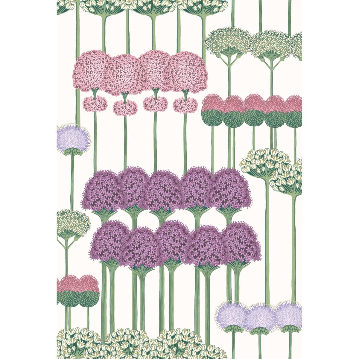 Allium Wallpaper 12034 by Cole & Son in Mulberry Blush & Lilac on White Roll – image 1