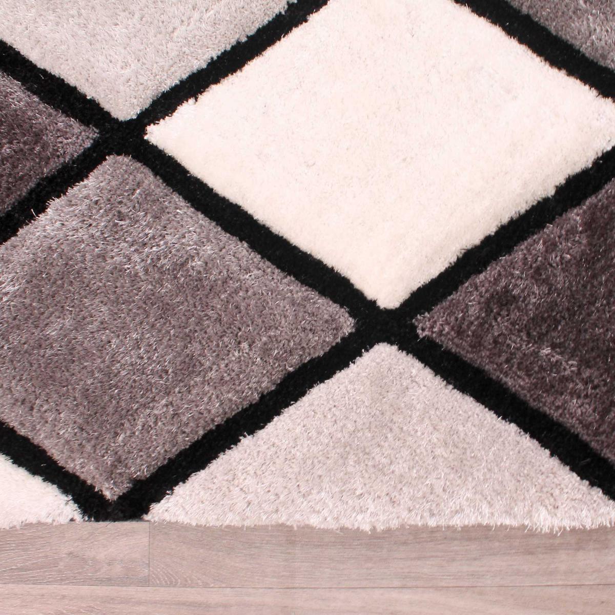 3D Carved Geometric Diamond Rugs in Grey – image 2