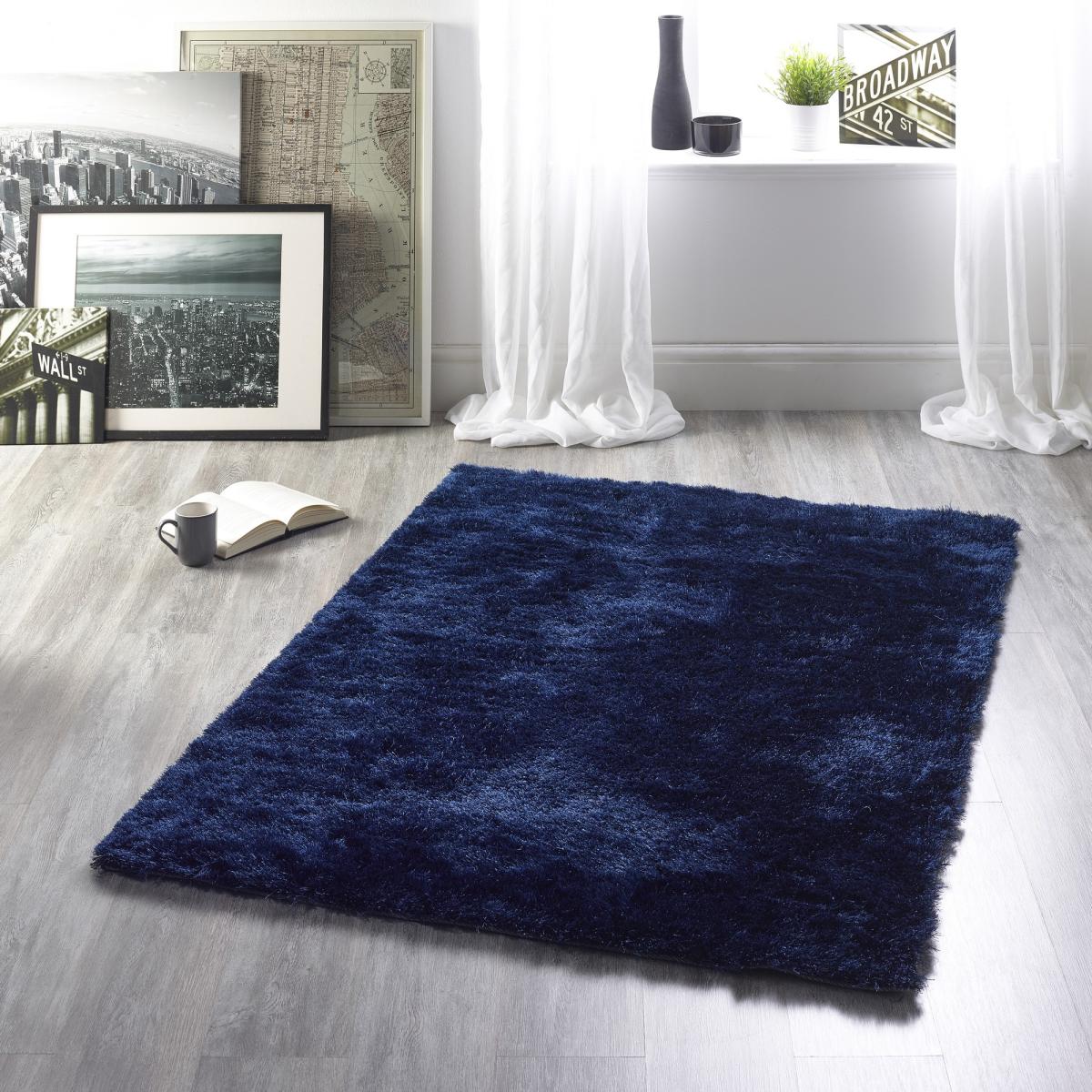 Shimmer Shaggy Lustrous Rugs in Indigo 80x150cm – image 2