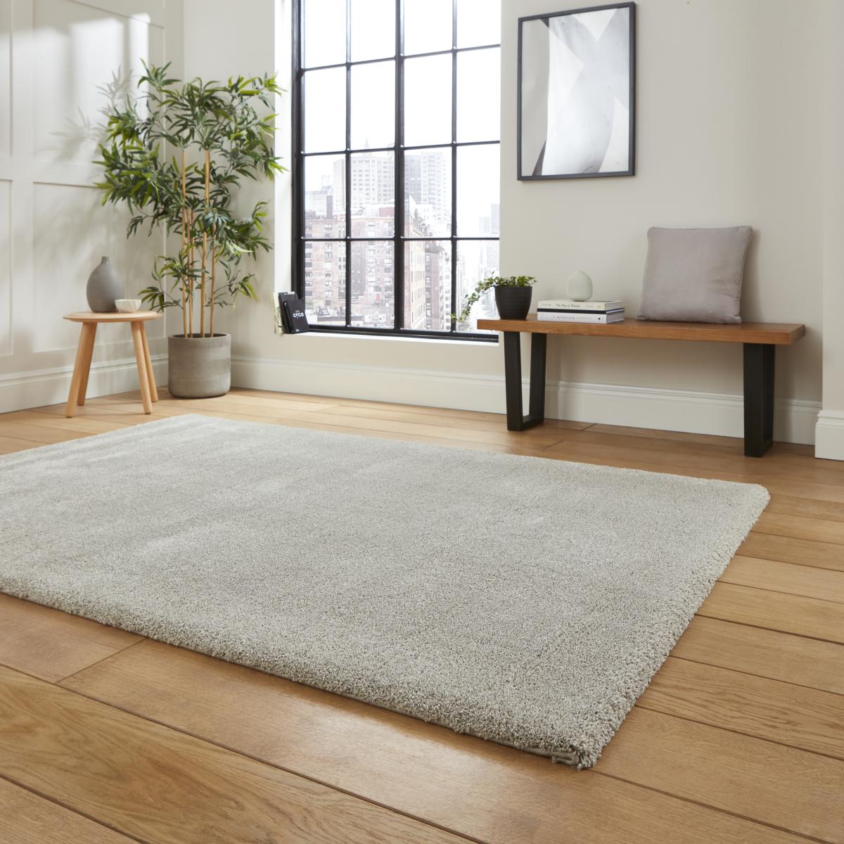 Deluxe Modern Plain Shaggy Rugs in Silver Grey160x230cm – image 2