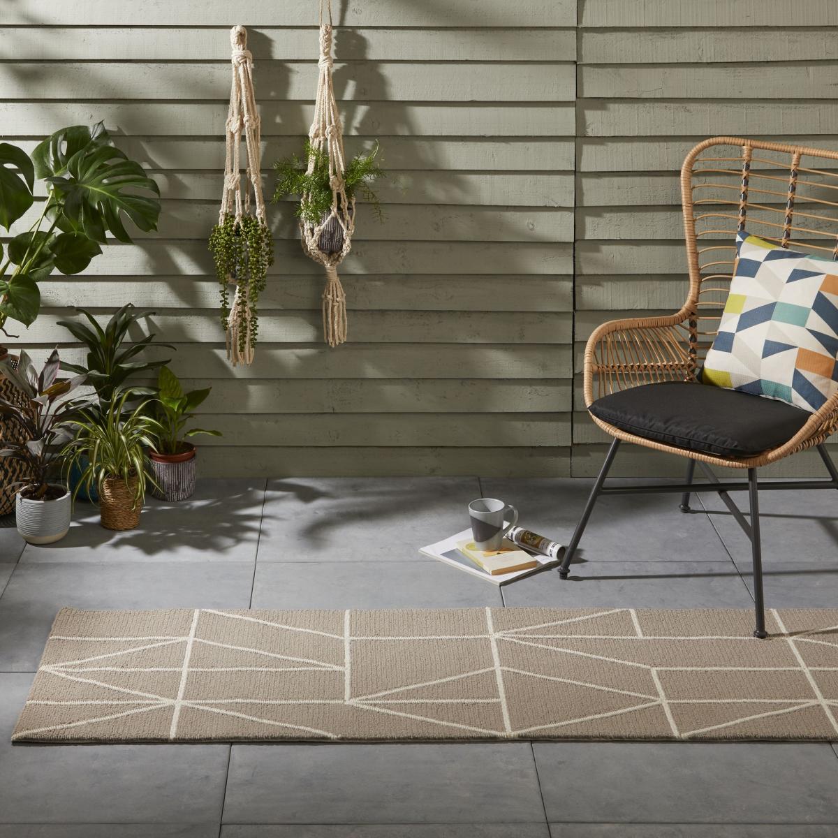 Scion Viso Geometric Indoor Outdoor Runner Rugs 424004 Steel Grey 60x200cm – image 1