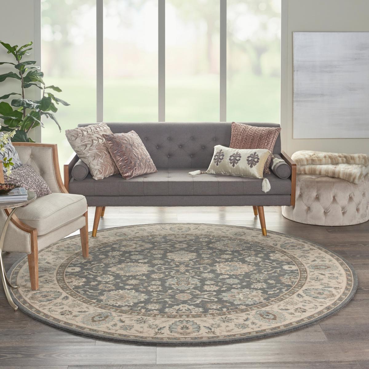 Living Treasure Circular Rugs by Nourison LI16 in Grey Ivory 178x178cm – image 3