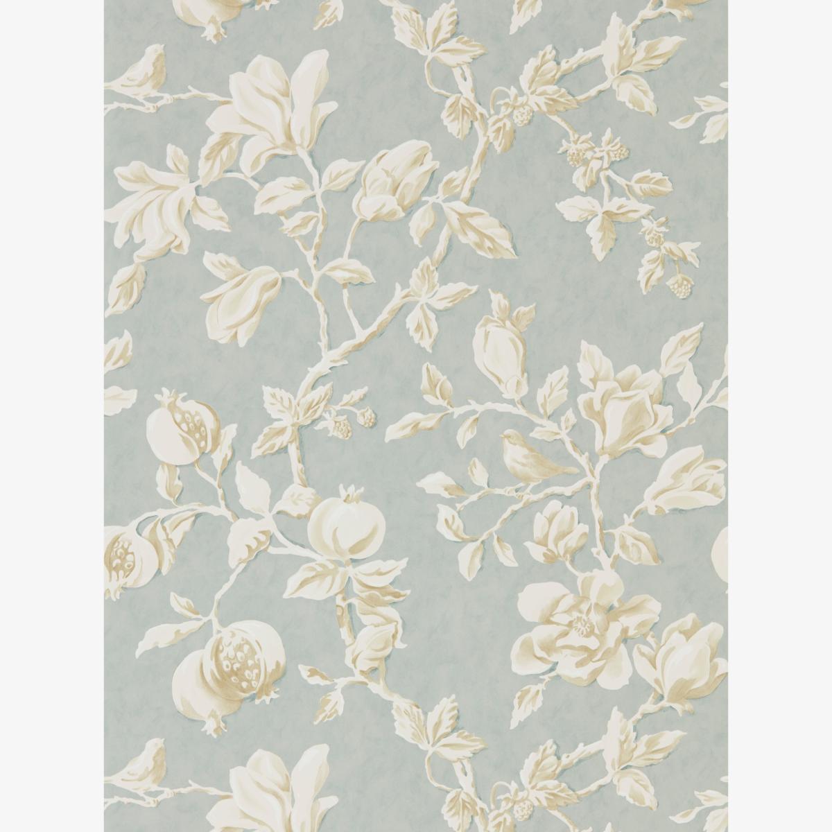 Magnolia and Pomegranate Wallpaper 215724 by Sanderson in Grey Blue Parchment Roll