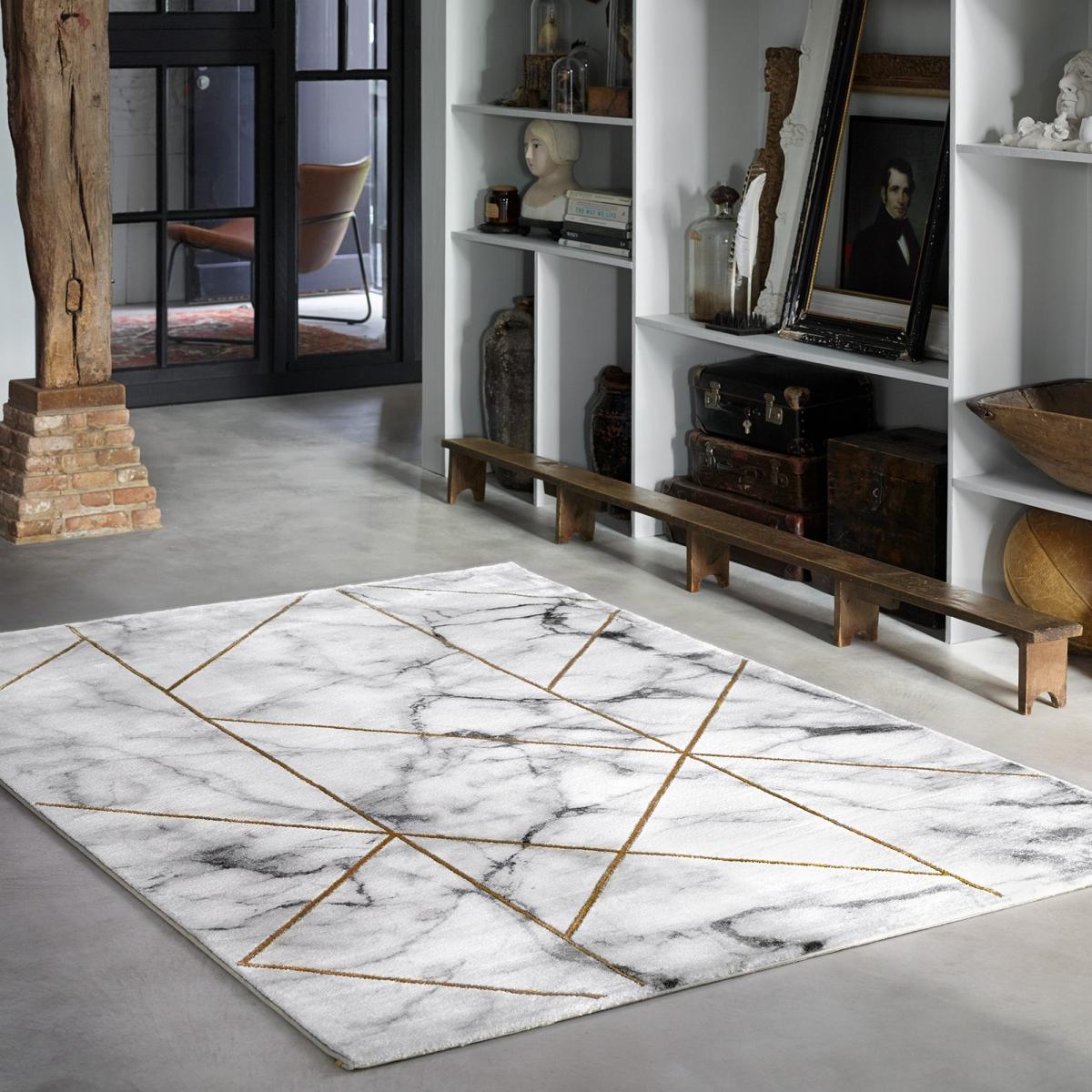 Weconhome Modern Marble Rugs 23391 957 in Silver and Gold – image 1