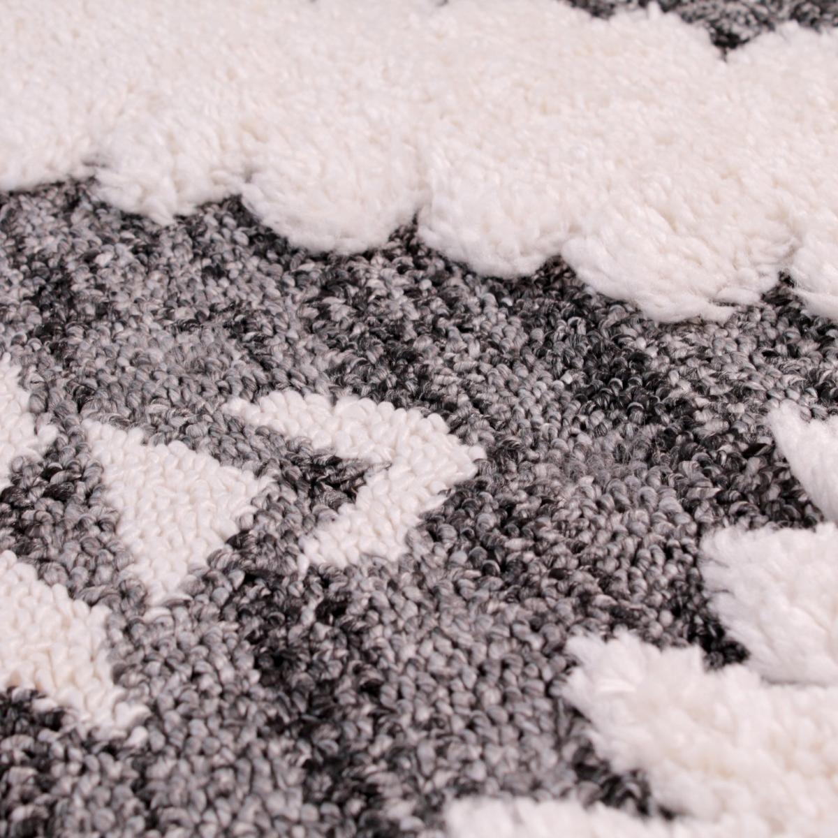 Skandi Oslo Textured Boho Rug in Anthra Grey
